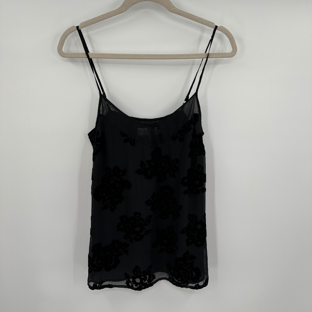 4 Love And‎ Liberty Black Silk Blend Burnout Velvet Floral Rose Camisole Top XS